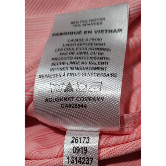 FootJoy ProDry Lisle Salmon Pink White Stripe Golf Staff Polo Logo Stretch NWOT - Picture 16 of 16